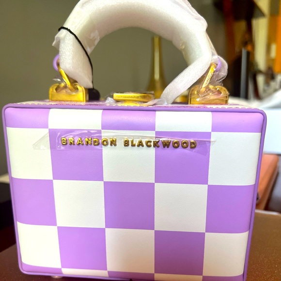 Brandon Blackwood Handbags - Brandon Blackwood purple check print Kendrick trunk